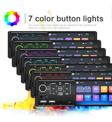 Autoestéreo Con Pantalla De 4.1in 1din Mp5 Bluetooth 2usb
