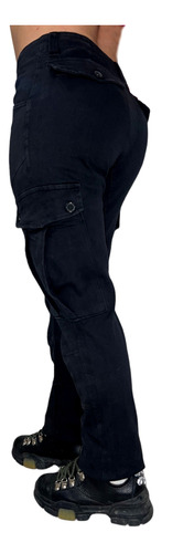Pantalon Cargo Mujer Elastizado Reforzado Negro -  Jeans710