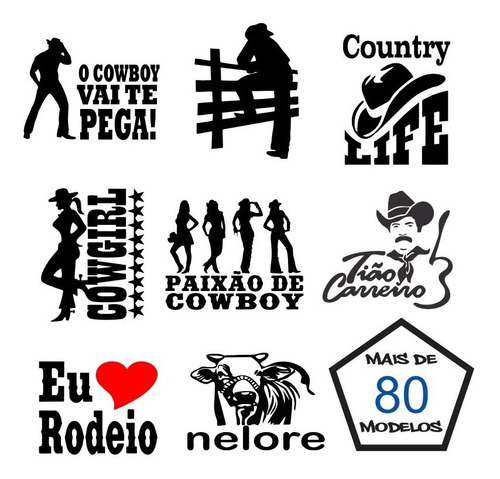 Adesivo Decorativo Country Cowboy Cowgirl Rodeio Nelore Peão