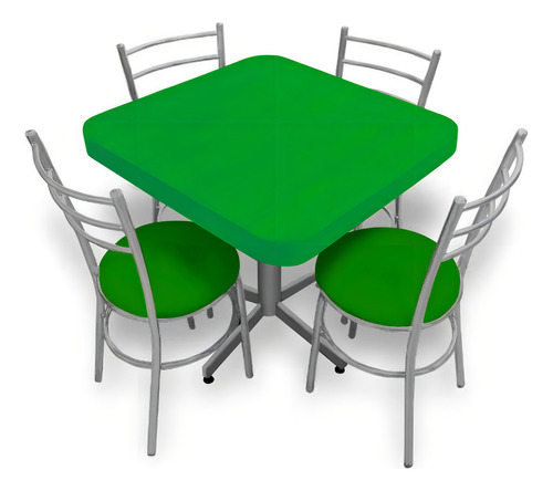 Juego de comedor Itluam Muebles Itluam Muebles Charly Comfor color verde con 4 sillas mesa de 75cm de largo máximo x 75cm de ancho x 75cm de alto