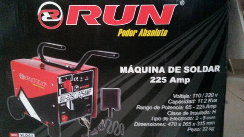 Maquina De Soldar Marca Run 110/220 Vac 65-225 Amp