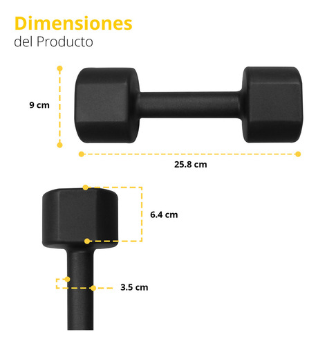 Par Pesas Mancuernas 10lb C/u Tayga Atlas Gimnasio Color Negro