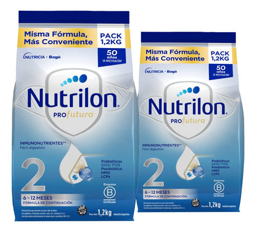 Leche Nutrilon Profutura 2 Polvo Pack Economico 1,2kg X 2un