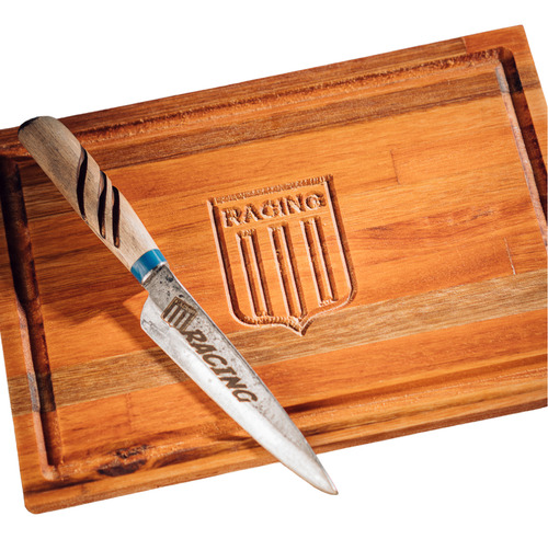 Tabla Asado Plato Racing + Cuchillo Asado De La Acade