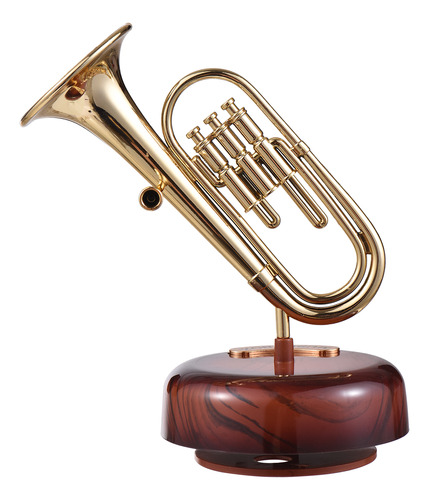 Caja De Música Trompeta Giratoria Regalo Arte Miniatura Para