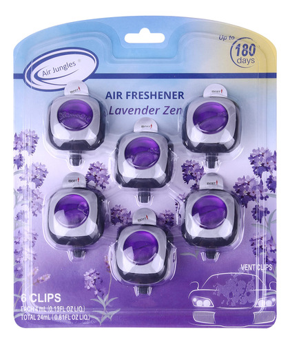 Air Jungles Lavender Zen Aroma Ambientador De Coche Clip, 6