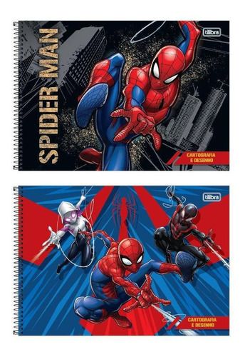 Caderno Cartografia E Desenho  Espiral 80 Folhas Spider Man