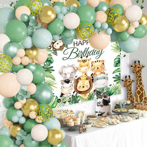 Kit Fondo Globos Animales Decoración Fiesta De Cumpleaños