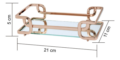 Bandeja Luana 10 X 20 Cm - Rosé - Espelho - Hara