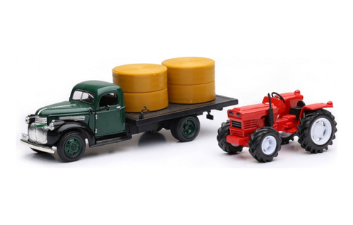 Newray 1:32 D C 1941 Chevy Flatbed W Farm Tractor