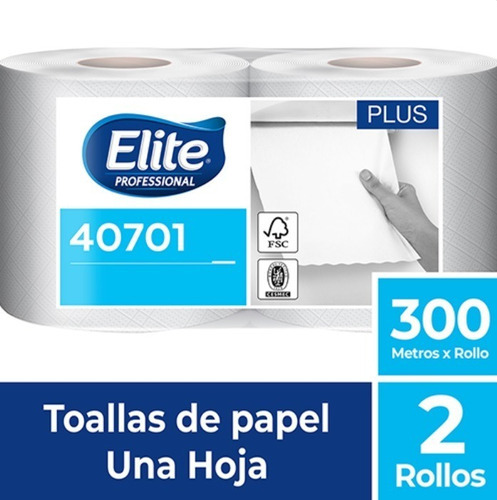 Toalla De Papel Elite Jumbo 2 X 300 Mts (40701) -hoja Simple