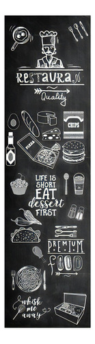 Adesivo Parede Chalkboard Lousa Restaurante Cozinha 180x50cm Cor Preto