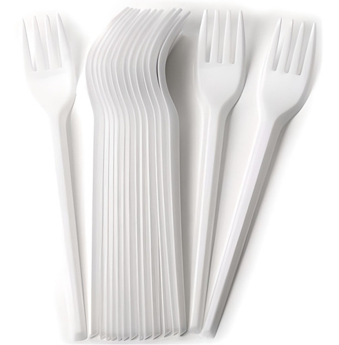 Imagen 1 de 3 de Tenedor De Plástico Cubiertos Desechables 100 Unidades