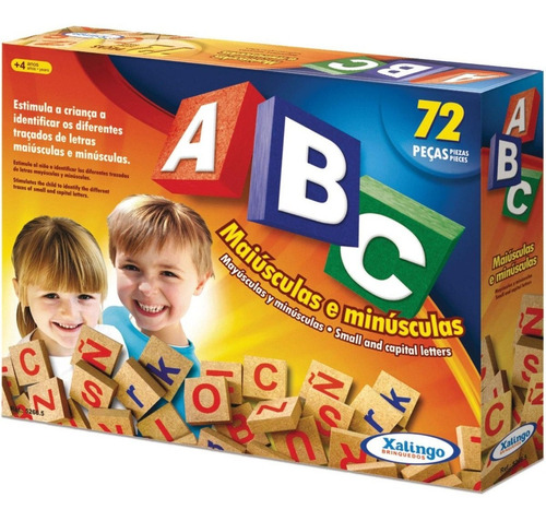 Brinquedo Pedagogico Madeira Abc Alfabeto Letras 72 Peças