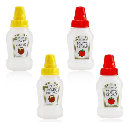 4 Botellas Mini Ketchup Salsa Dispensador Mini Aderezos