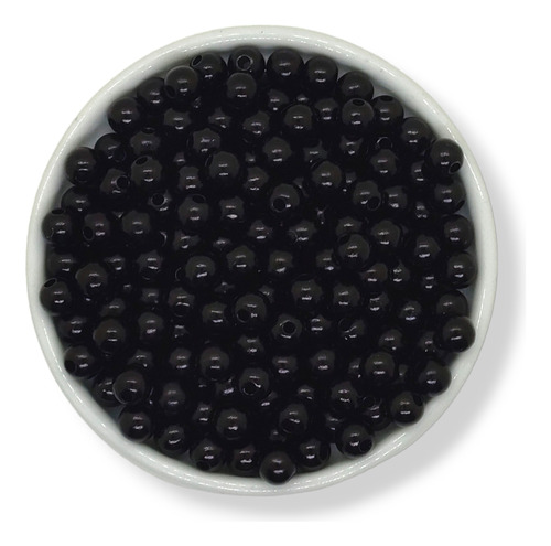 Perlas Cuentas Plásticas Negras 6mm 50gr 450u Armar Bijou