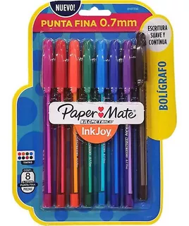 Caneta Paper Mate Ponta Fina 0.7mm Colorz 8 Cores