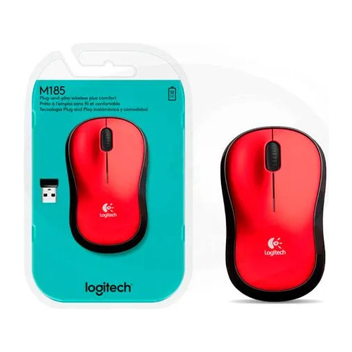 Mouse Logitech M185 Inalámbrico Color Rojo