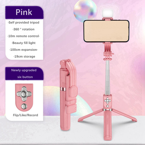 Selfie Stick TriPod Bluetooth Remote Professional Rosado