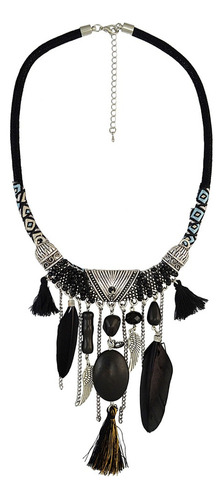 Collar Bohemio Con Borlas De Plumas Étnicas Para Mujer