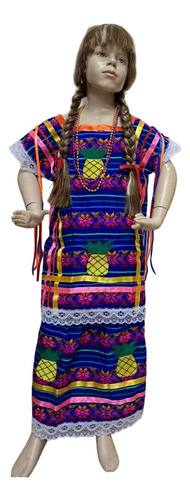 Vestido Regional Típico Oaxaca La Guelaguetza Huipil Flor De Piña Para Adolescente