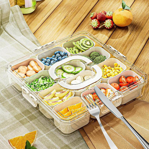 Bandeja Para Servir Dividida Con Tapa Y Asa Compatible Con