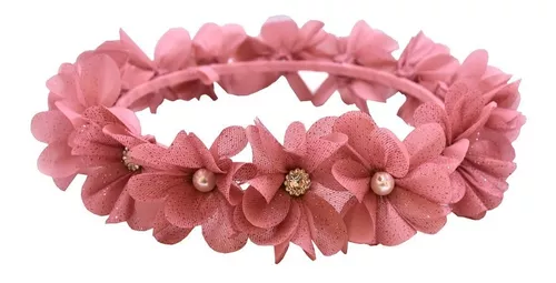 Diadema para niña de flores rosa - Deflorenflortocados