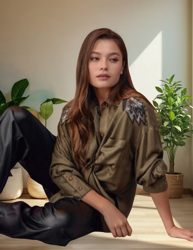 Camisola Oversize Con Apliques En Hombros Excelente Caída