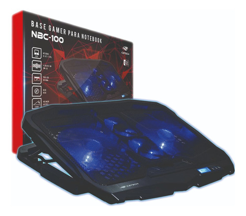 Suporte Base Notebook Nbc-100bk C3tech Gamer 4 Coolers Led Cor Preto