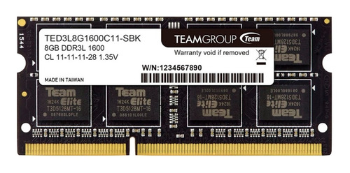 Imagen 1 de 4 de Memoria Ram Ddr3 8gb 1600 Mhz Laptop Team Group