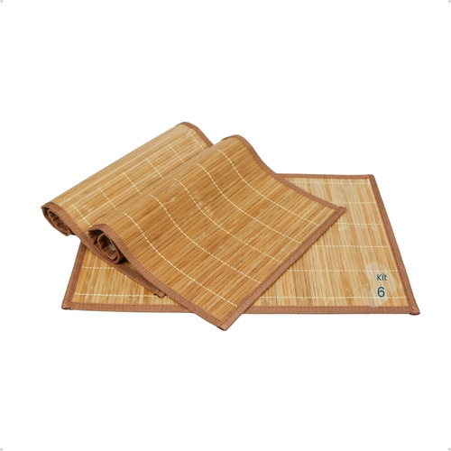 Kit Com 6 Lugares Americanos De Bambu Decoração Mesa Jantar