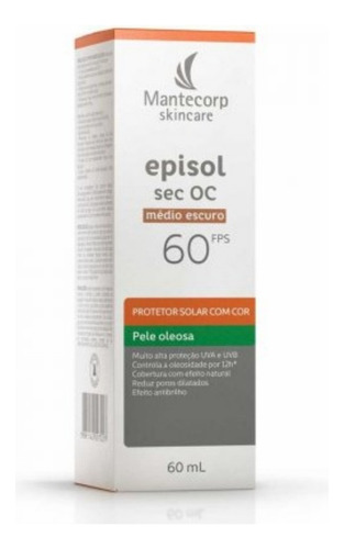 Protetor Solar Facial Com Cor Episol Sec Oc Médio Escuro Fps