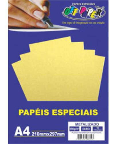 Papel Off Paper Espec A4 Metalizado Ouro 150gr C/15fl