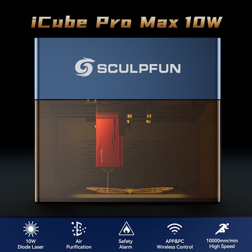 Grabador Láser Sculpfun Icube Pro Max 10w 120x120 Mm