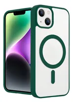 Comprar Funda Case Transparente Clear De Colores Para iPhone Magsafe Color iPhone 14 Plus y iPhone 15 Plus Verde