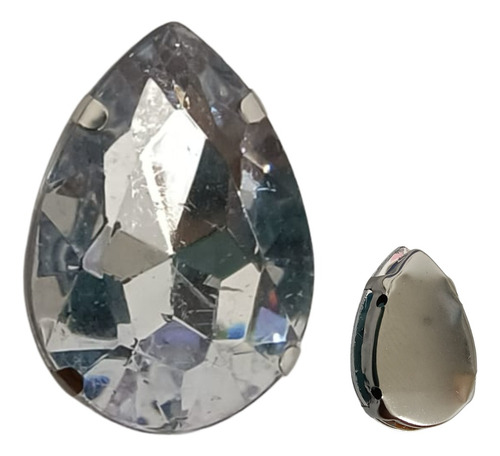Gemas Gota Engarzada P. Coser Facetada Cristal 13x18mm X10u