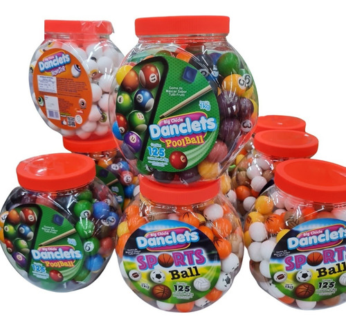 1kg Big Chicle Danclets Ball Pote C/125 Bolão Chiclete Festa