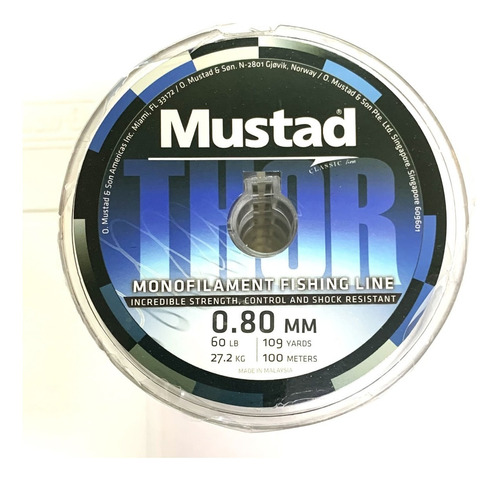 Nylon De Pesca Mustad Thor 0,80mm X 100 Metros