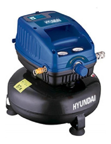 Compresor De Aire Mini Eléctrico Portátil Hyundai Hyac12 12l 0.3hp 220v Negro/azul