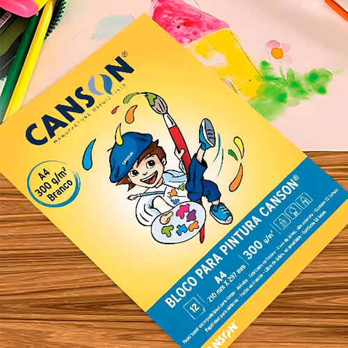 Bloco De Pintura A4 Canson 12 Folhas 300g