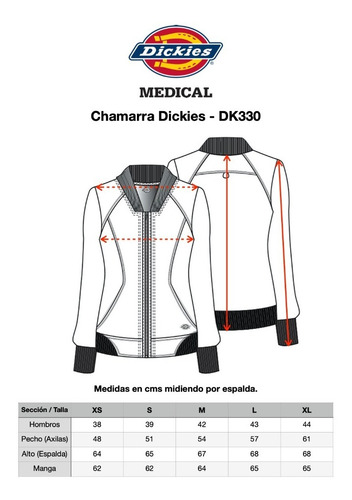 Imagen 6 de 6 de Dickies Dk330 Chamarra Para Quirúrgico Médica Clínica Mujer