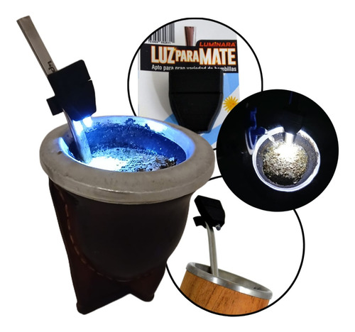 Luminara Luz Matera Linterna Para Mate Luz Mate Incluye Pila Negro Luminara