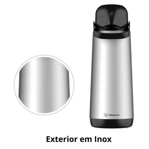 Garrafa Térmica De Café E Chá Inox Lumina 1,8l Pressão
