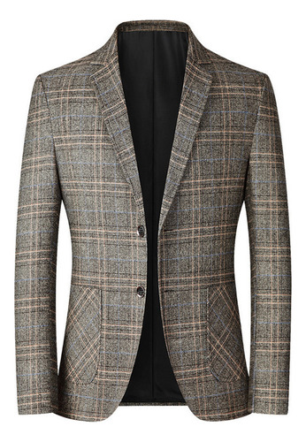 Blazer Casual De Negocios Cuadros Hombre Con Un Solo Pecho