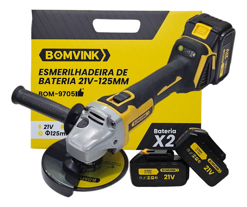 Esmerilhadeira Lixadeira Angular Profissional 2 Baterias 21v
