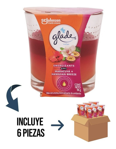 6 Pz - Glade Vela Aromatizante 96g Maracuya-hawaiian Breeze