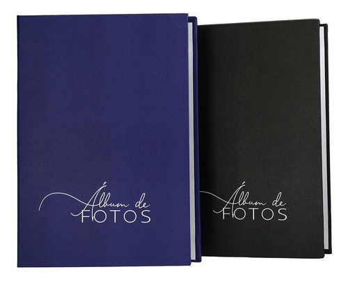 2 Albuns Para 500 Fotos 10x15 Premuim Fosco Azul E Preto