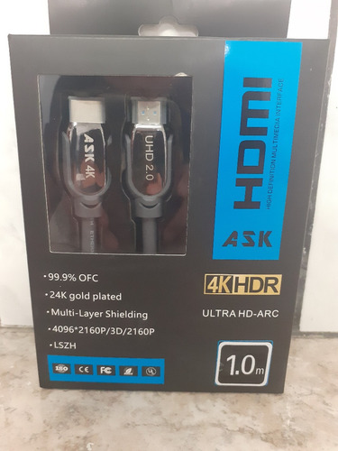 Cable Hdmi Profecional Arc 4k V2.0 Ask 1 Mt Nuevos/sellados