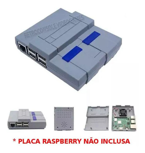 Case Snes Raspberry Pi3 + 2 Controles, Fonte, Cooler + 32gb