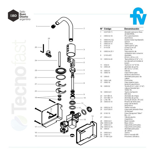 Griferia Fv Tronic Automatico Electronico 0363.04p